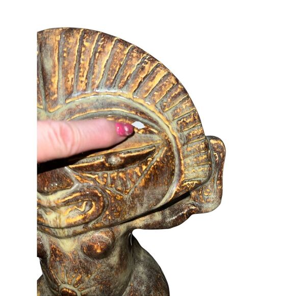 Ceramic Indigenous Goddess Figurine‎ 13”x 12” Tiki Tribal - Picture 4 of 4